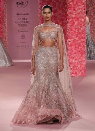 Elea Powder Pink Ombre Lehenga Set by Dolly J, available on Indiaspopup.com