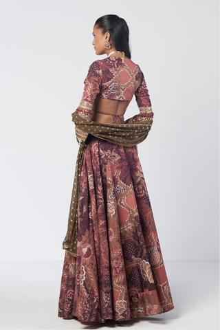 Armlet mocha lehenga set
