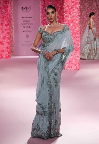 Séraphine Sage Lehenga Sari Set by Dolly J, available on Indiaspopup.com