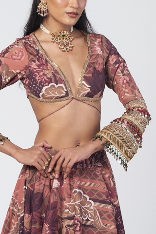 Armlet mocha lehenga set