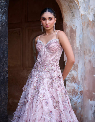 Amethyst Bridal Embroidered Gown by Dolly J available on Indiaspopup