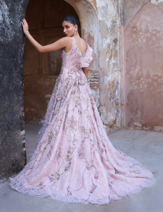 Amethyst Bridal Embroidered Gown by Dolly J available on Indiaspopup