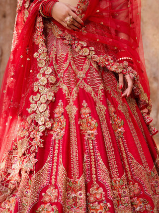 Arihee red bridal lehenga set