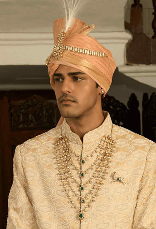 Devisha gold plated polki long necklace