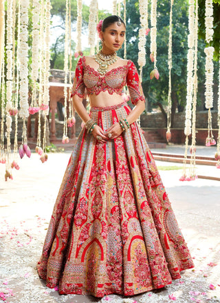 Lipika red embroidered lehenga set