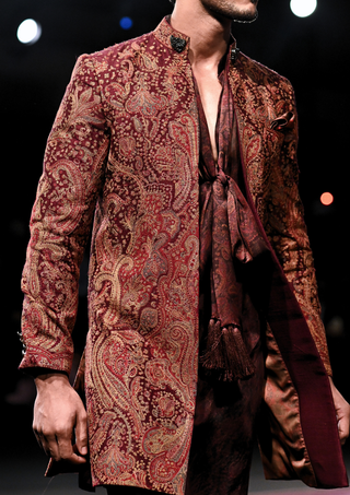 Lakshya garnet wine sherwani set