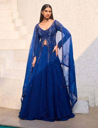 Saphielle royal blue kalidaar kurta and lehenga set