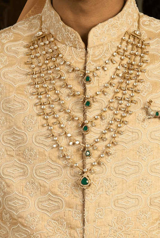 Devisha gold plated polki long necklace