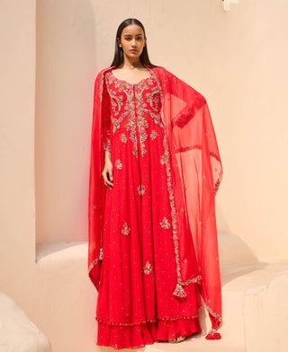 Parisha coral kurta sharara set