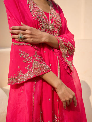 Pink mirage sharara set