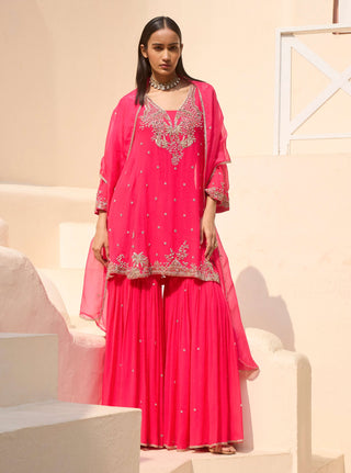 Pink mirage sharara set