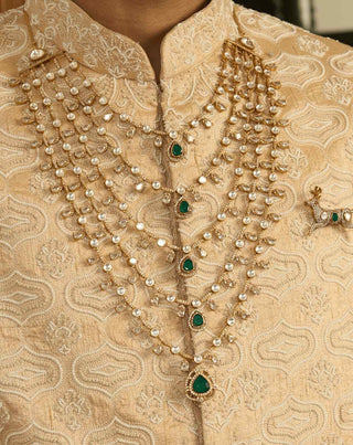Devisha gold plated polki long necklace