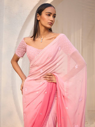 Anila pink ombre sari and blouse