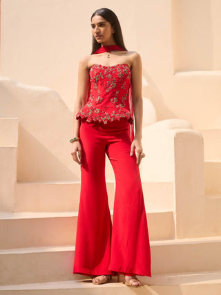 Dolly J Scarlet Ember Corset & Palazzo Set available on indiaspopup