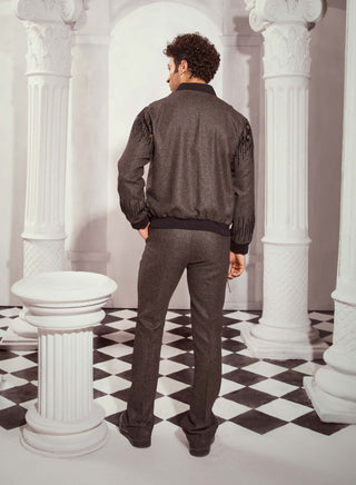 Nikita Mhaisalkar Men-Gray Relaxed Fit Trousers-INDIASPOPUP.COM