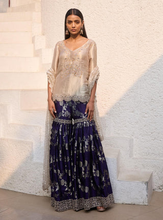 Dolly J Zephira Silver Blue Kurta And Sharara Set available on indiaspopup