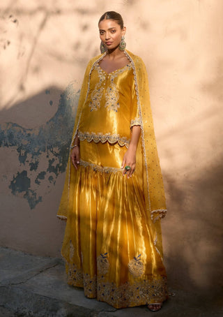 Daurya yellow sharara set