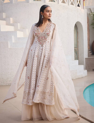 Alaya ivory chikankari kalidaar set