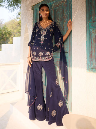 Dolly J Nia Blue Kurta And Flare Pant Set available on indiaspopup