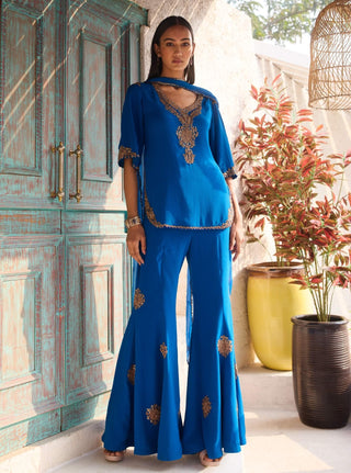 Dolly J Azure Kurta And Flare Pant Set available on indiaspopup