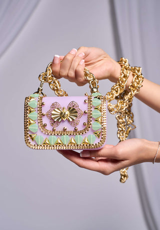 Lavender Haze Chainlink Belt Bag by Papa Don'T Preach By Shubhika Accessories, available on Indiaspopup.com