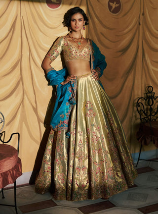 Lustrous green ismara lehenga set