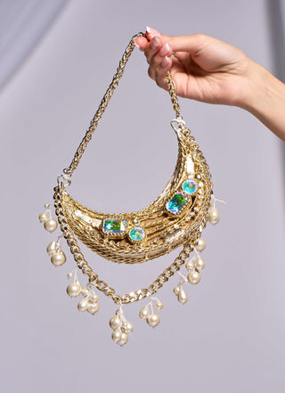 Gold Moonbeam Bag by Papa Don'T Preach By Shubhika Accessories, available on Indiaspopup.com