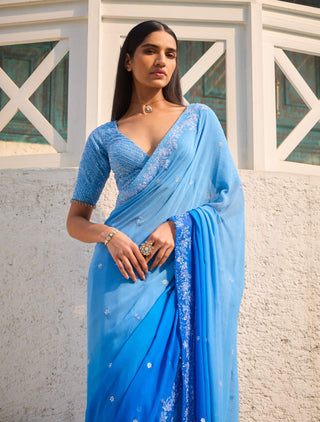 Seraph blue ombre sari and blouse