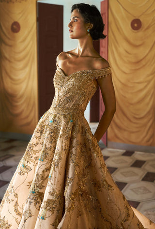 Beige gold vintessa bloom gown