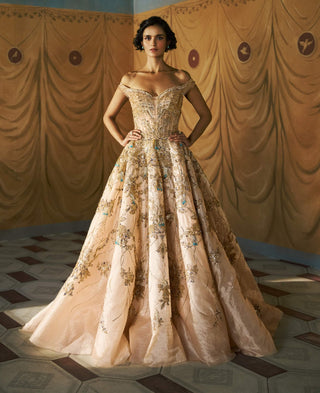 Beige gold vintessa bloom gown