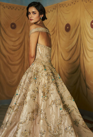 Beige gold vintessa bloom gown