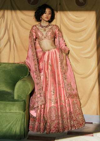 Peach marquesa lehenga set