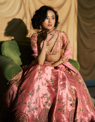 Peach marquesa lehenga set