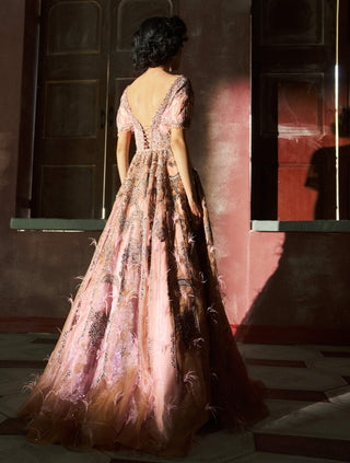 Plum blush blushtelle bridal gown