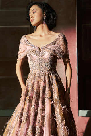 Plum blush blushtelle bridal gown