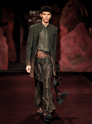 Gulzar green sherwani set