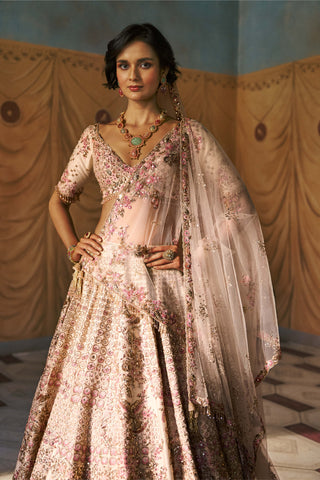 Eggshell hue éclaira bridal lehenga set