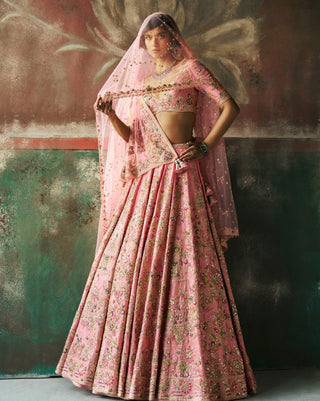 Baby pink petalure bridal lehenga set