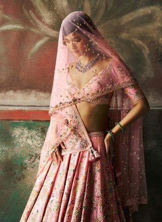 Baby pink petalure bridal lehenga set
