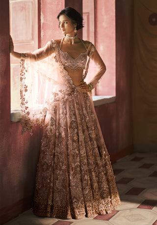 Pearl white dewblush cocktail lehenga set