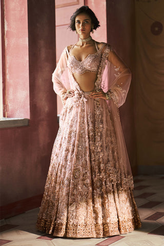 Pearl white dewblush cocktail lehenga set