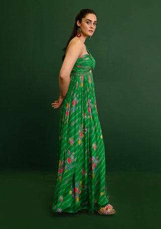 Chamee And Palak-Green Adele One Shoulder Gown-INDIASPOPUP.COM