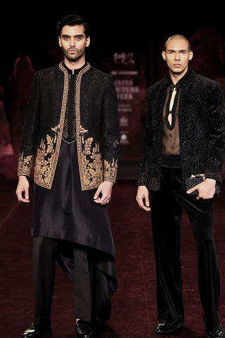Vikram black embroidered jacket set