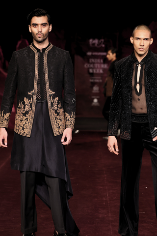 Vikram black embroidered jacket set