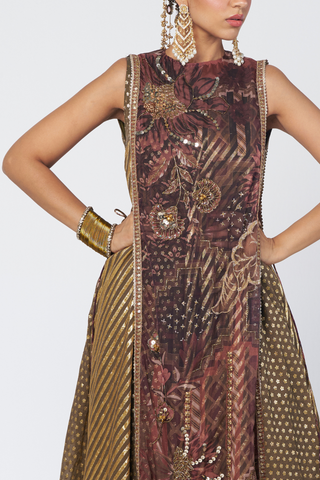 Rangsaaz olive tunic gown set