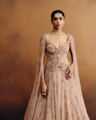 Aureline nude jacket kurta and lehenga set