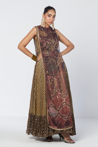 Rangsaaz olive tunic gown set