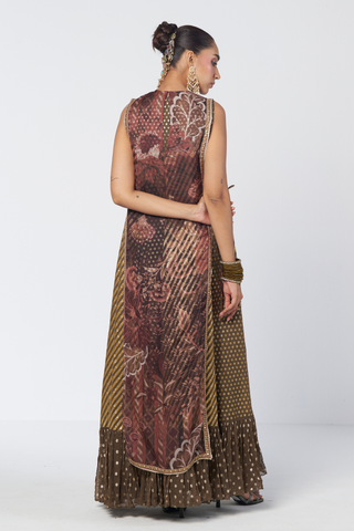 Rangsaaz olive tunic gown set