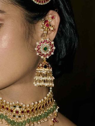 Aditri gold plated kundan jhumka