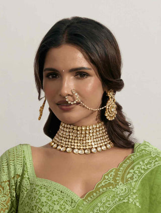 Nitya gold plated moissanite necklace and earrings
